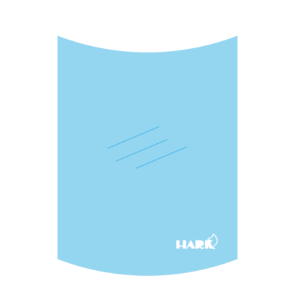 Hark 67 kachelruit van hittebestendig glas voor de Hark 67 kachel. Gebogen kachelvenster met Hark logo.